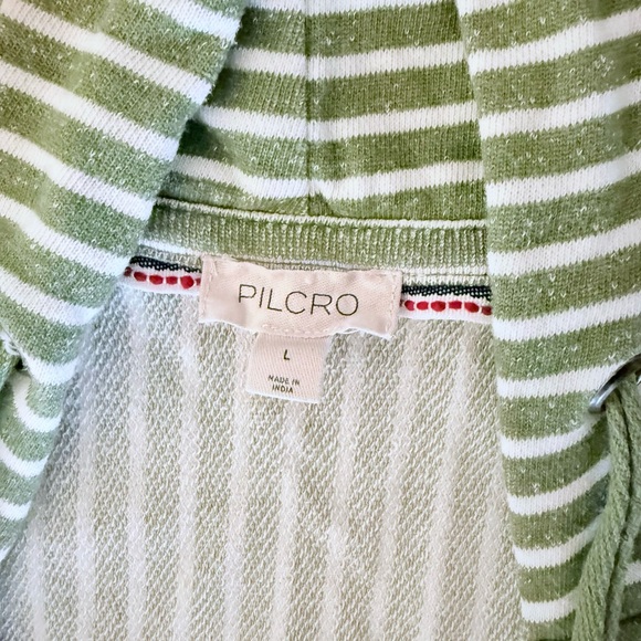 Anthropologie Pilcro Green Wharfside Striped Hoodie Women’s Large Boho Chic - Picture 6 of 10